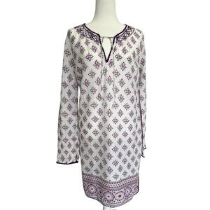 Athleta Tallulah Coverup Tunic
Size S White & Purple | Embroidered Gauzy Cotton